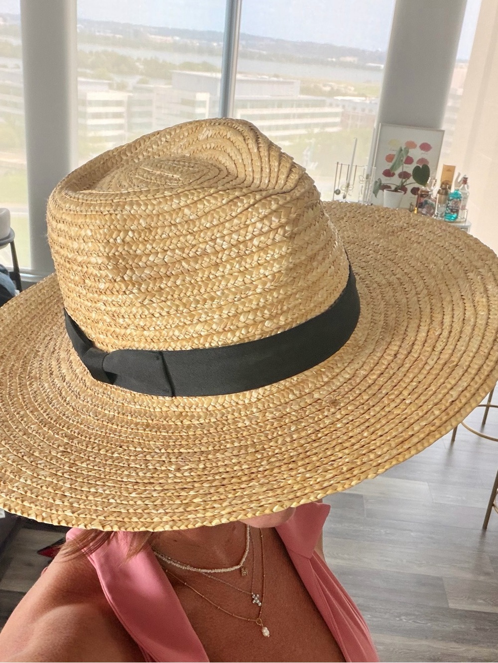 Spencer Wide Brimmed Fedora Hat with Black Band - Natural